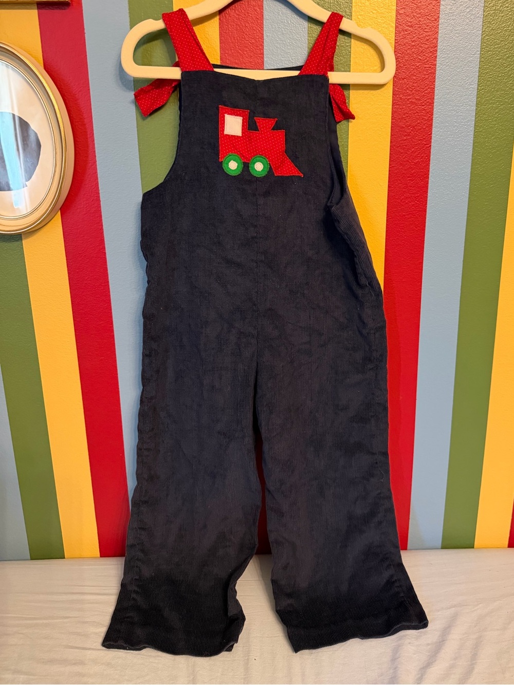 Vintage 1980’s Fischel by Johnston Corduroy Longalls with Train Applique